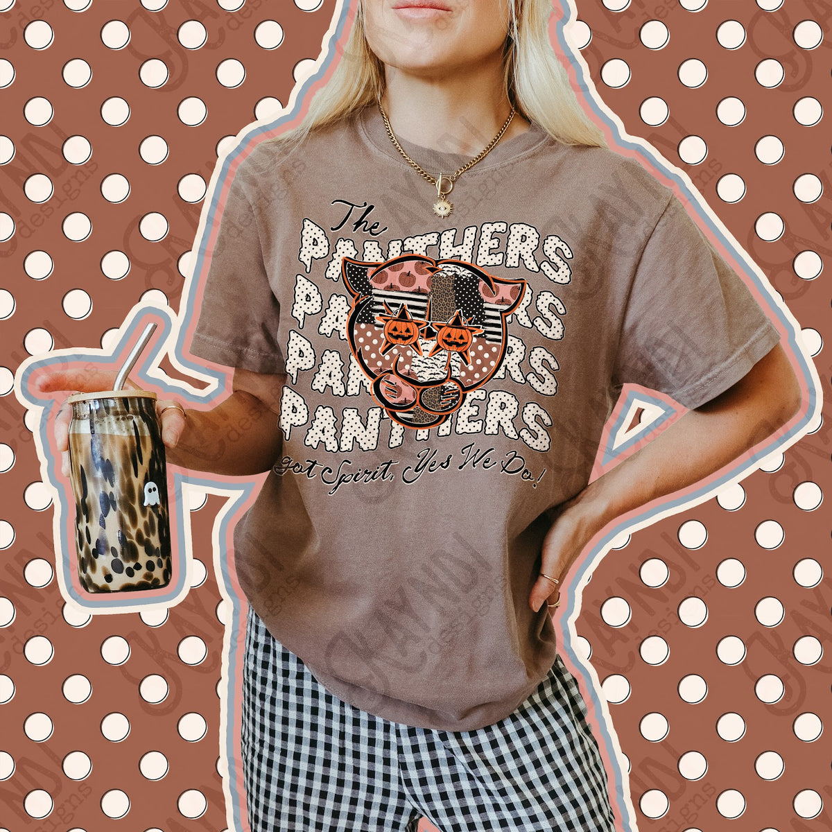 Patchwork Pumpkin Spirit Panthers 3 Top