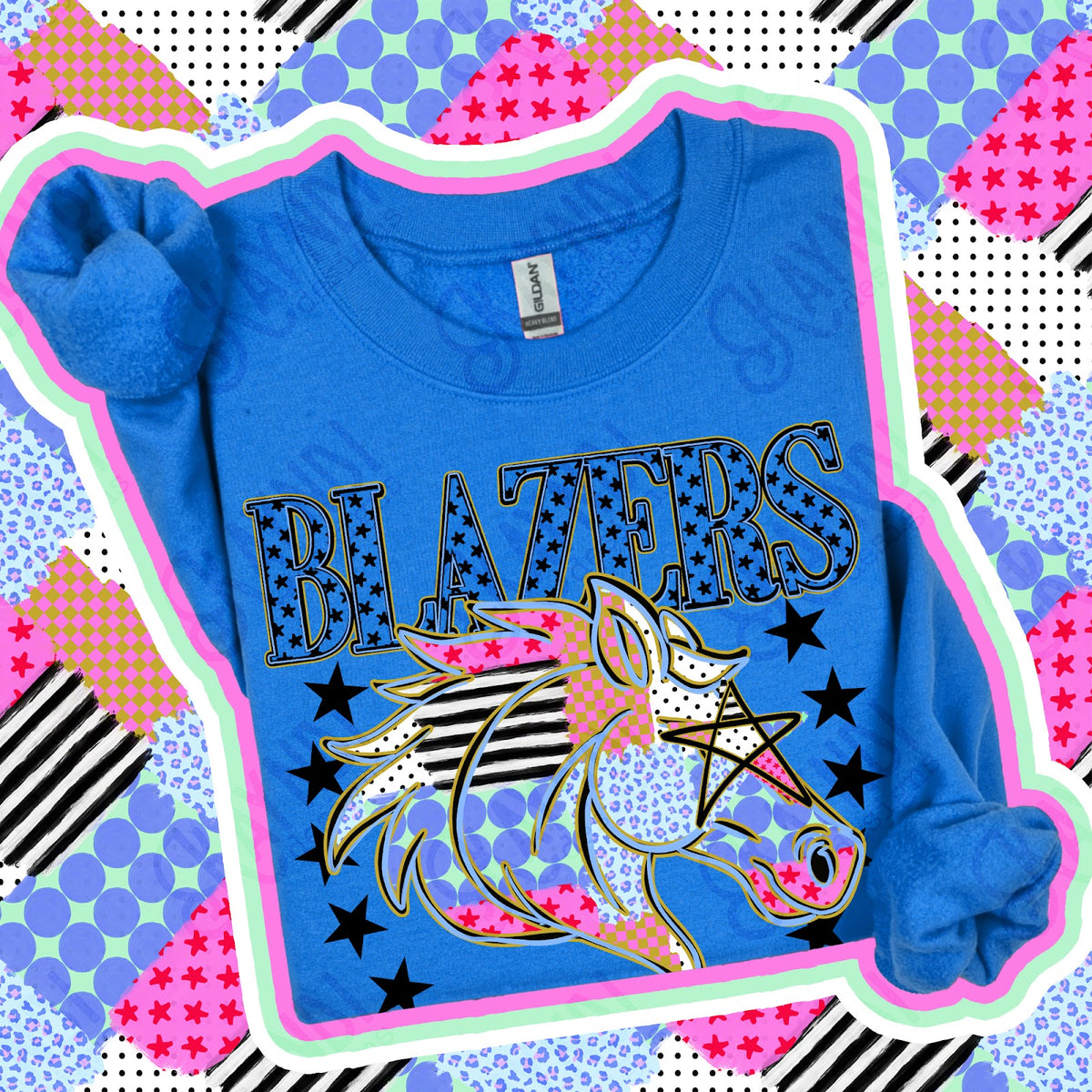 Patchwork Varisty Stars Blazers Top