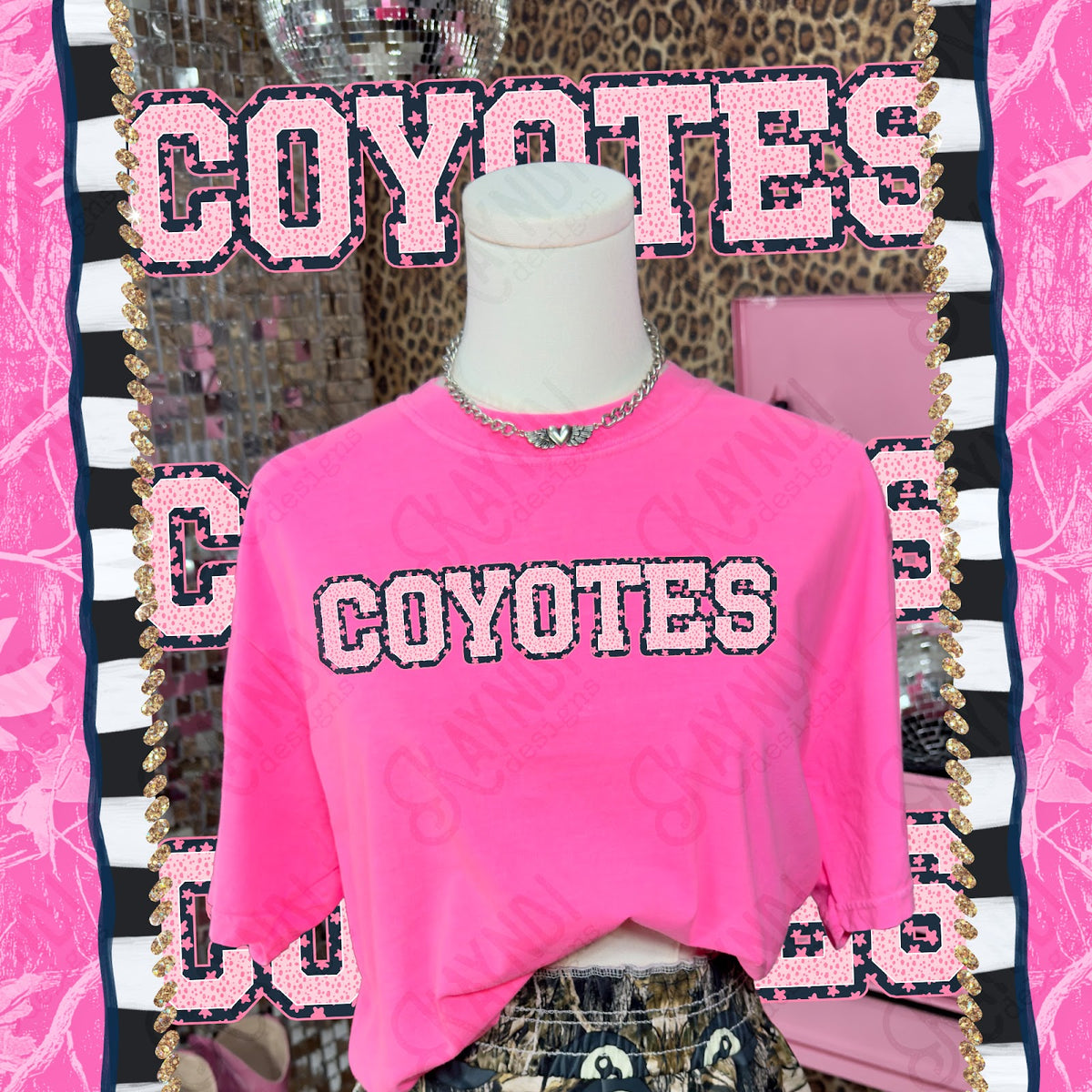 Varsity Stars Coyotes TropCowg CC Neon Pink Top