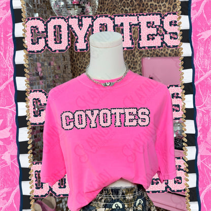 Varsity Stars Coyotes TropCowg CC Neon Pink Top