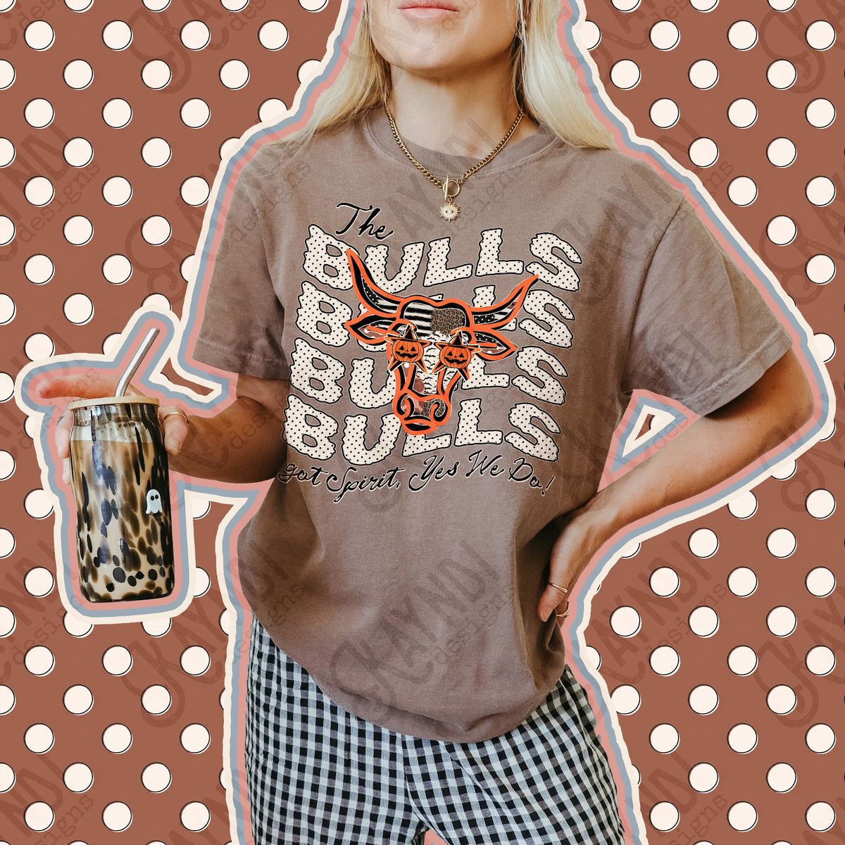 Patchwork Pumpkin Spirit Bulls 2 Top