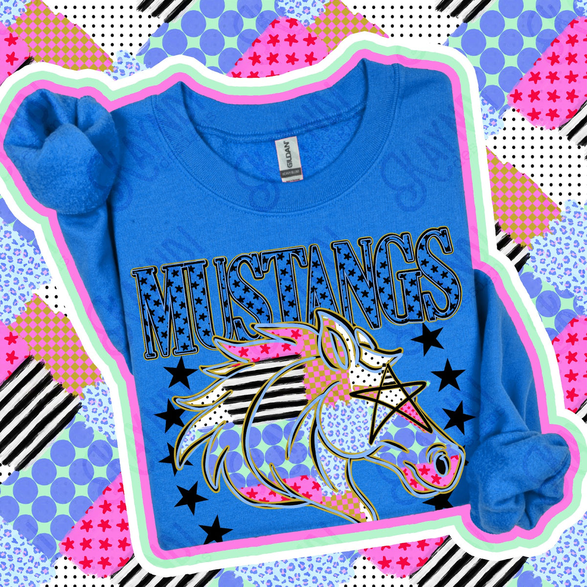 Patchwork Varisty Stars Mustangs Top
