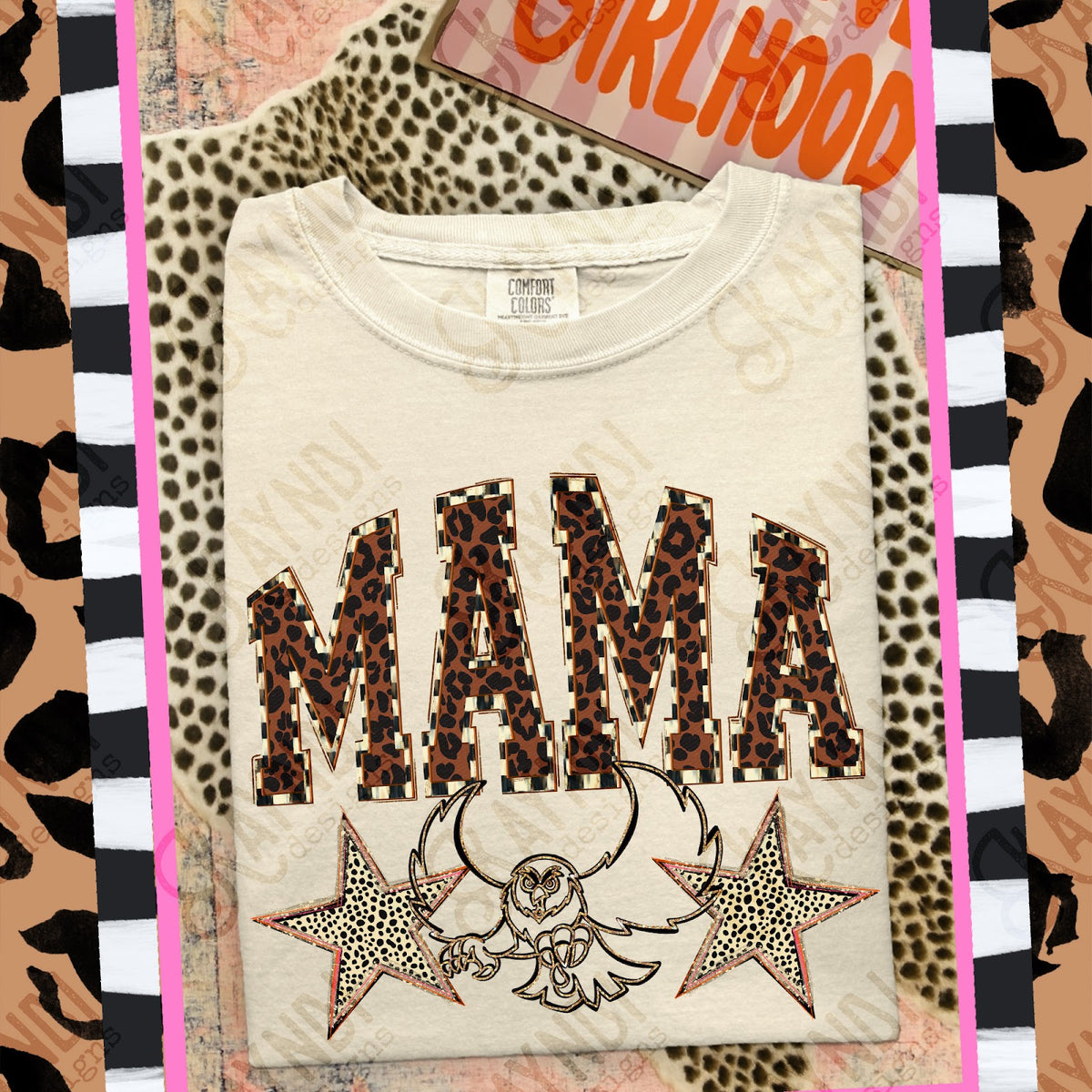 MAMA Owls 3 Top design mockup