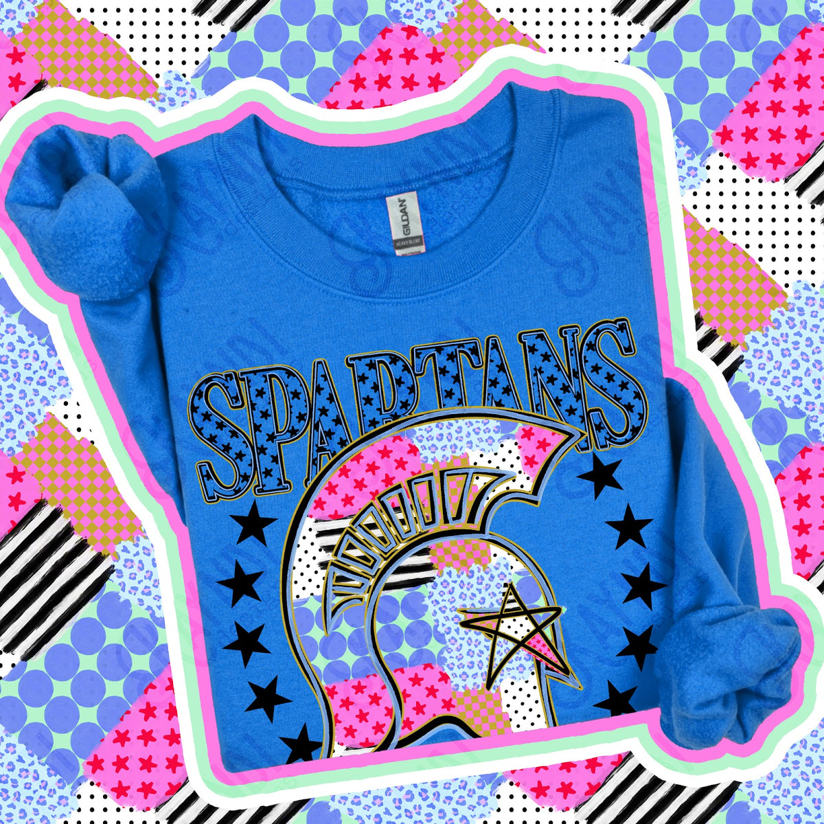 Patchwork Varisty Stars Spartans 2 Top