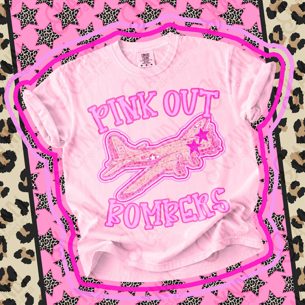 Pink Out Bombers Top design mockup