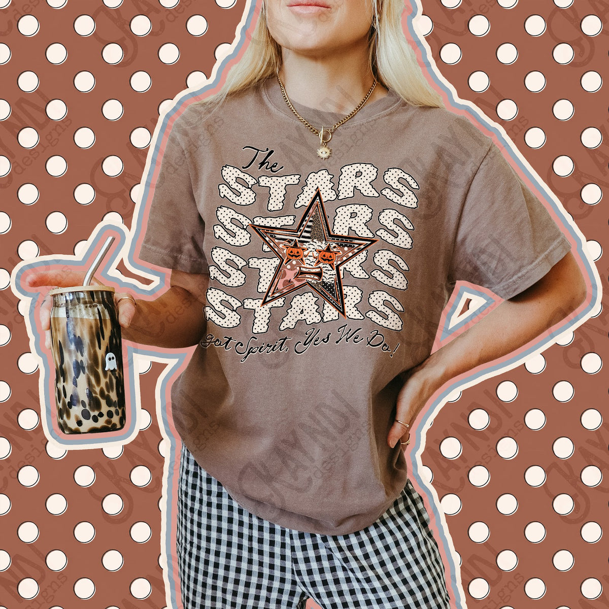 Patchwork Pumpkin Spirit Stars Top