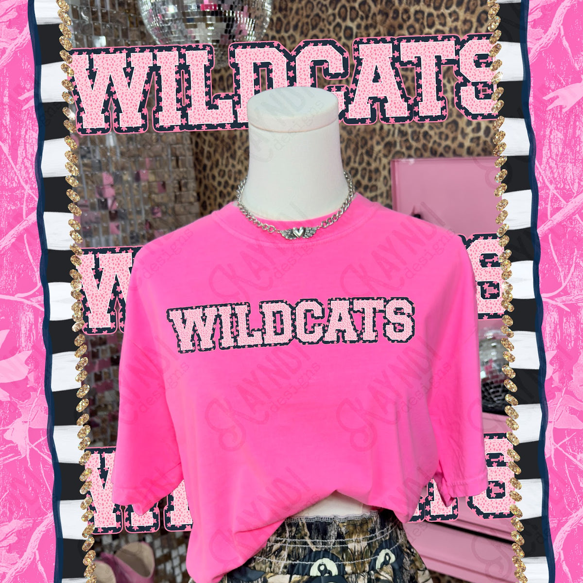 Varsity Stars Wildcats TropCowg CC Neon Pink Top