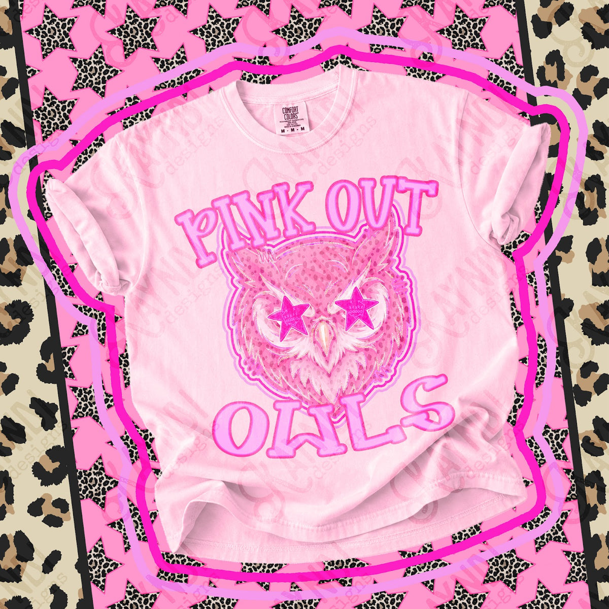 Pink Out Owls Top design mockup