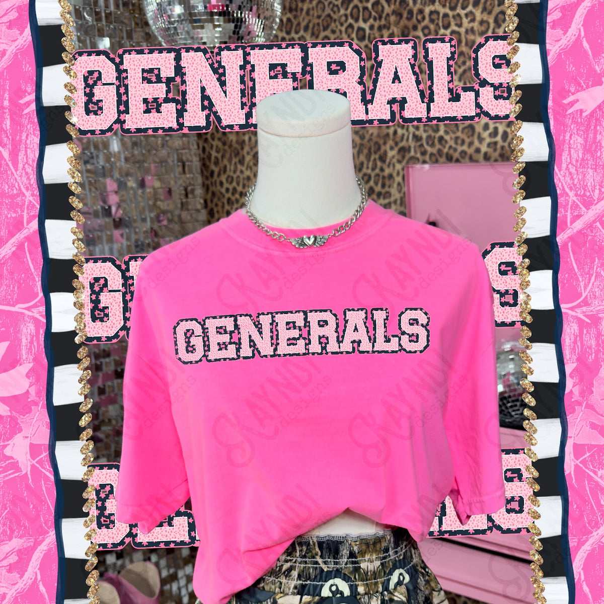 Varsity Stars Generals TropCowg CC Neon Pink Top