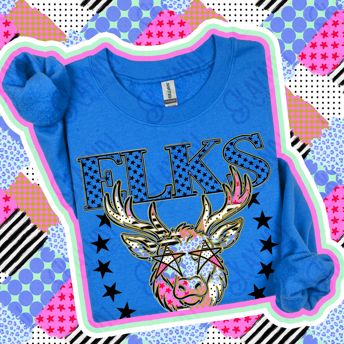 Patchwork Varisty Stars Elks Top