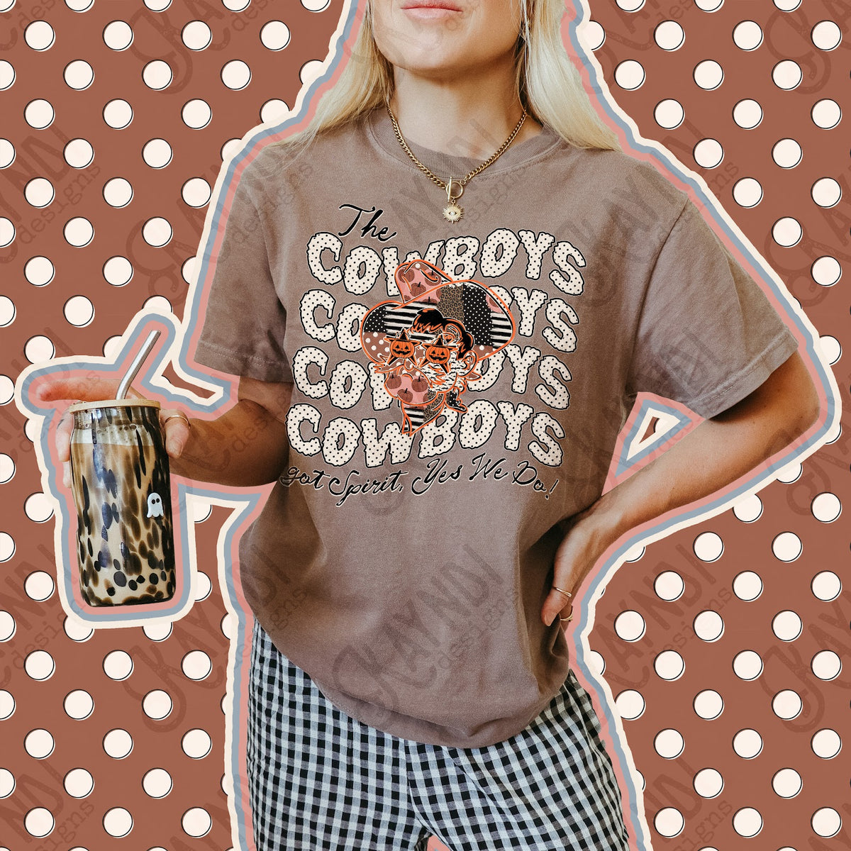 Patchwork Pumpkin Spirit Cowboys 2 Top
