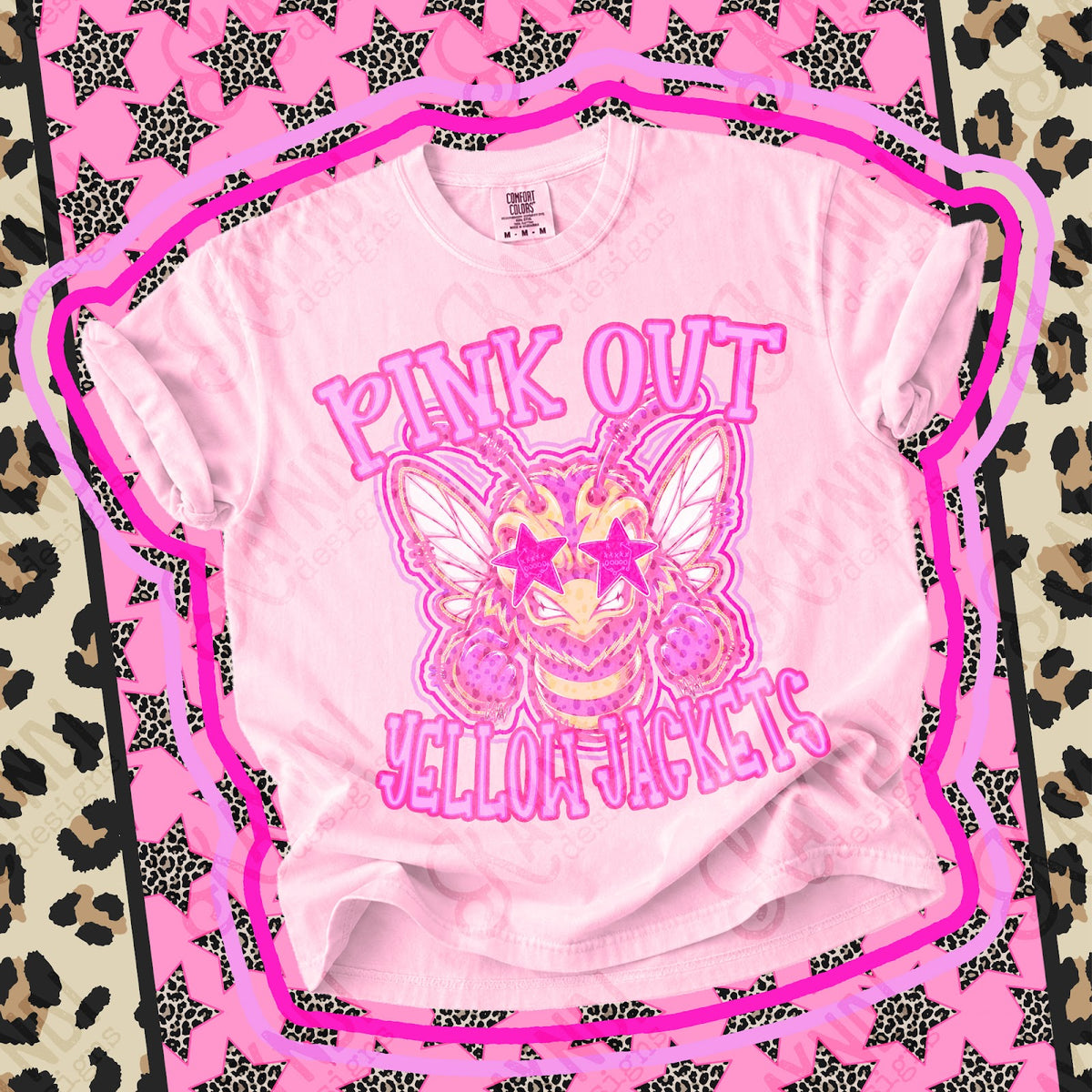 Pink Out Yellow Jackets 3 Top design mockup