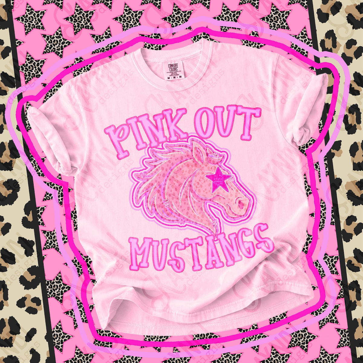Pink Out Mustangs 2 Top design mockup