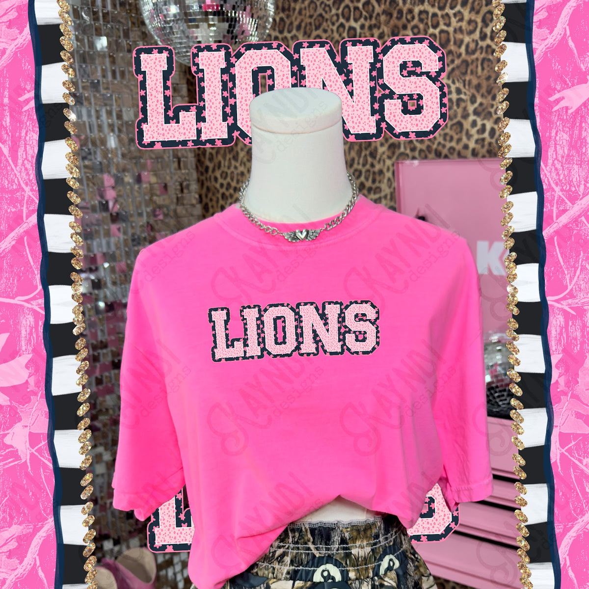 Varsity Stars Lions TropCowg CC Neon Pink Top