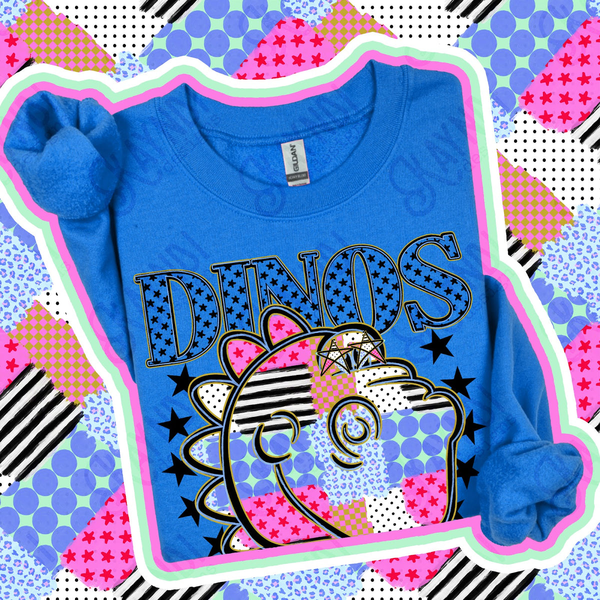 Patchwork Varisty Stars Dinos Top