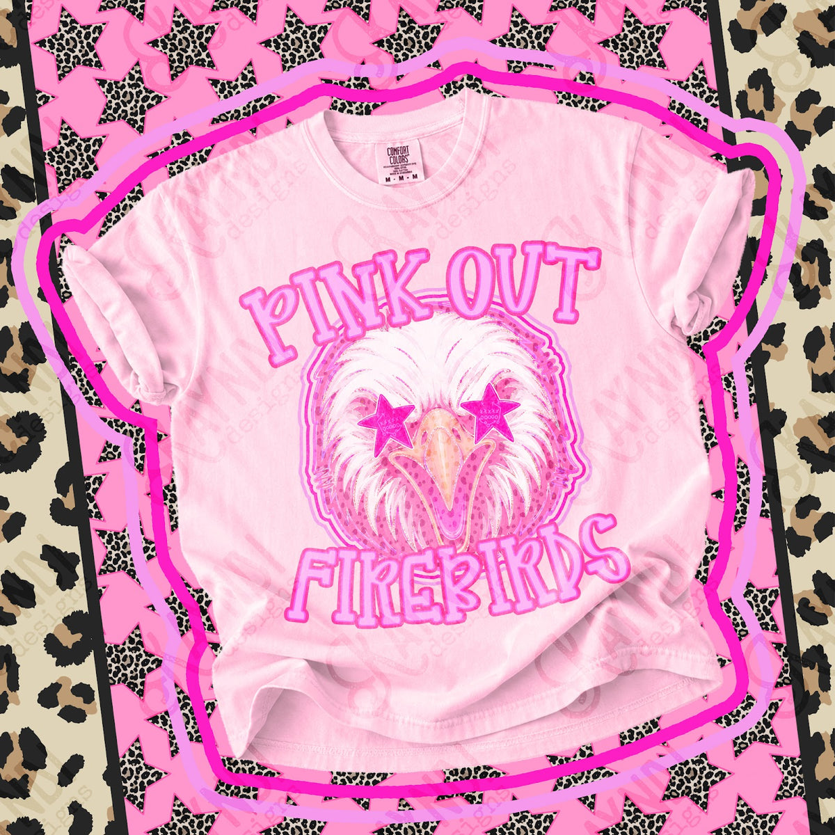 Pink Out Firebirds Top design mockup