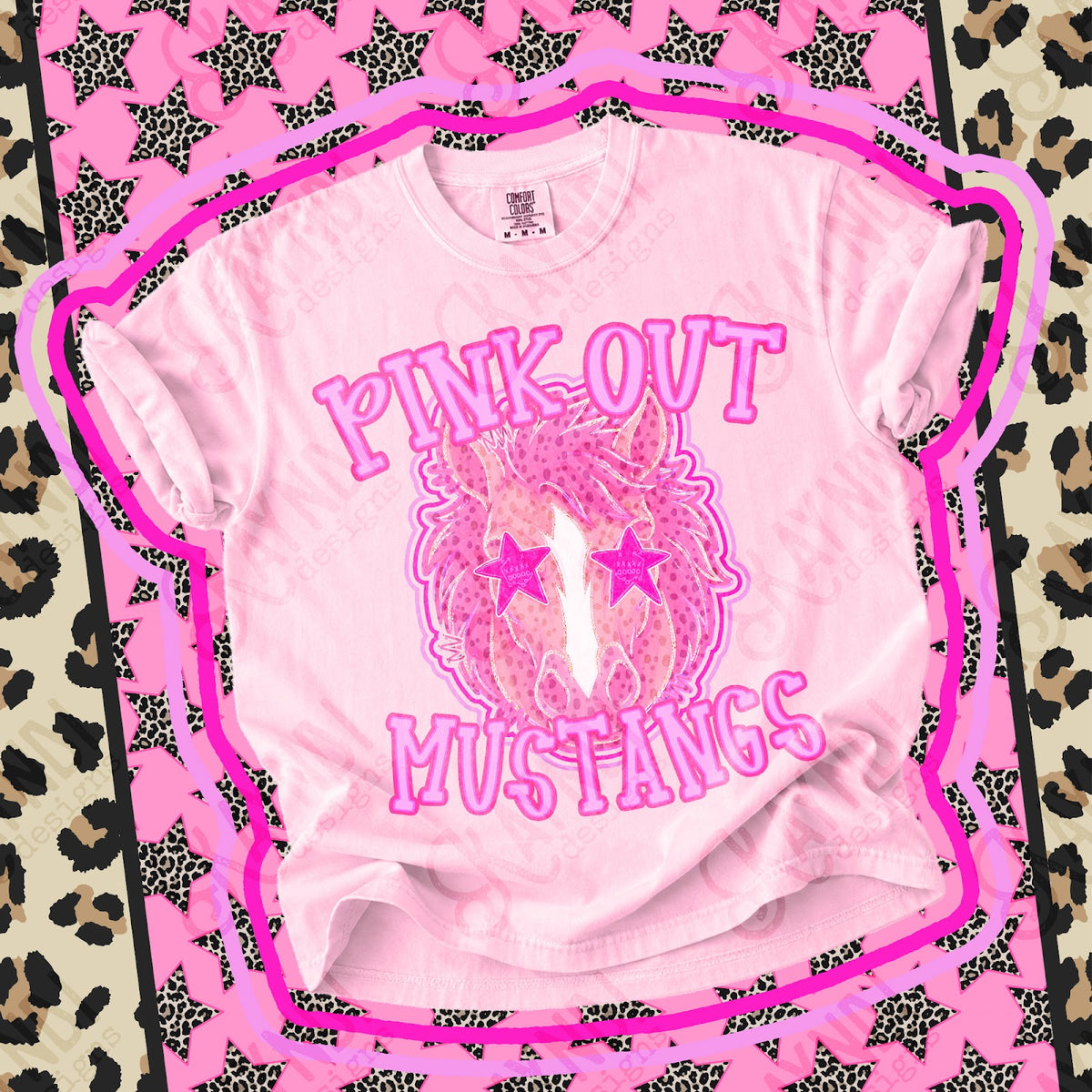 Pink Out Mustangs 4 Top design mockup