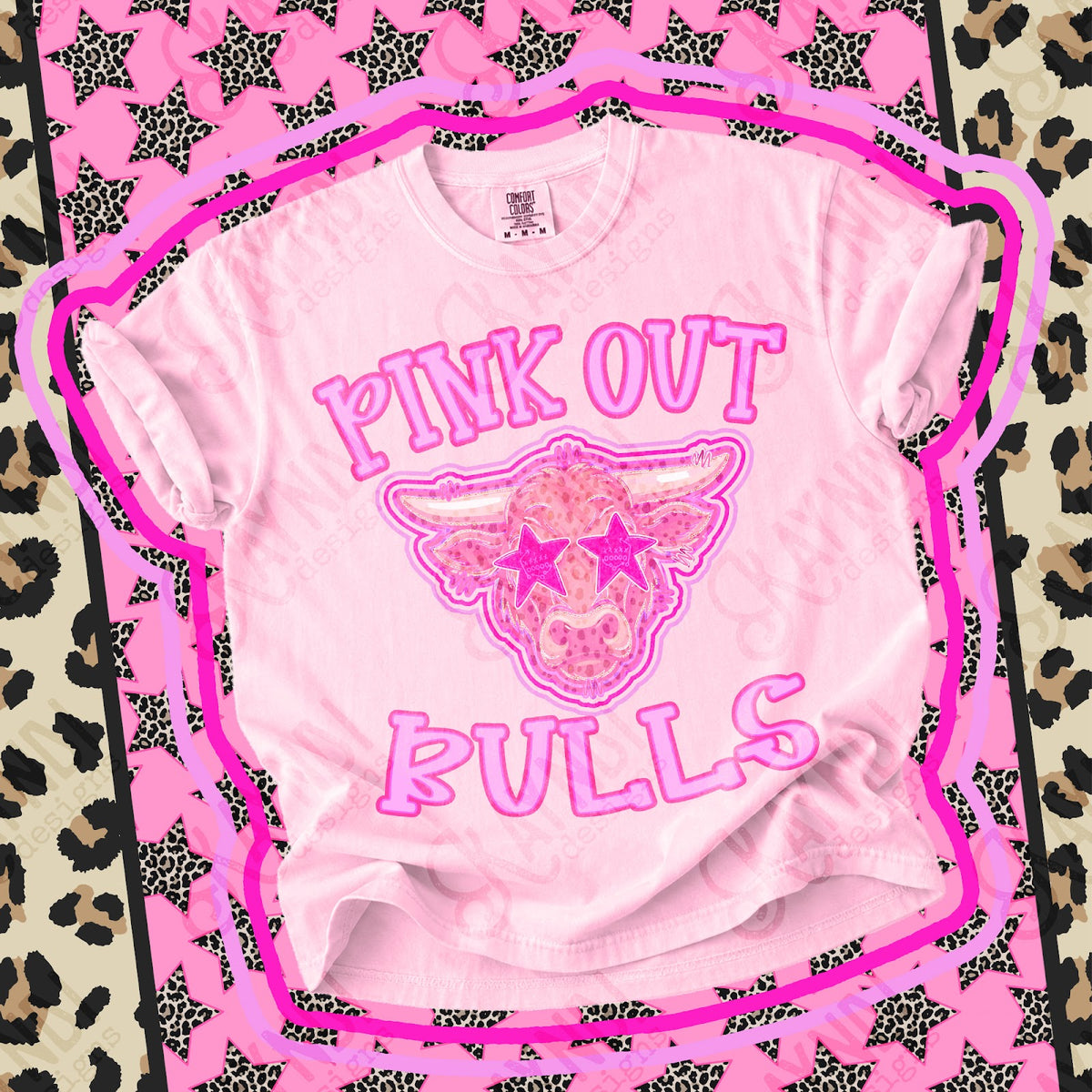 Pink Out Bulls 4 Top design mockup