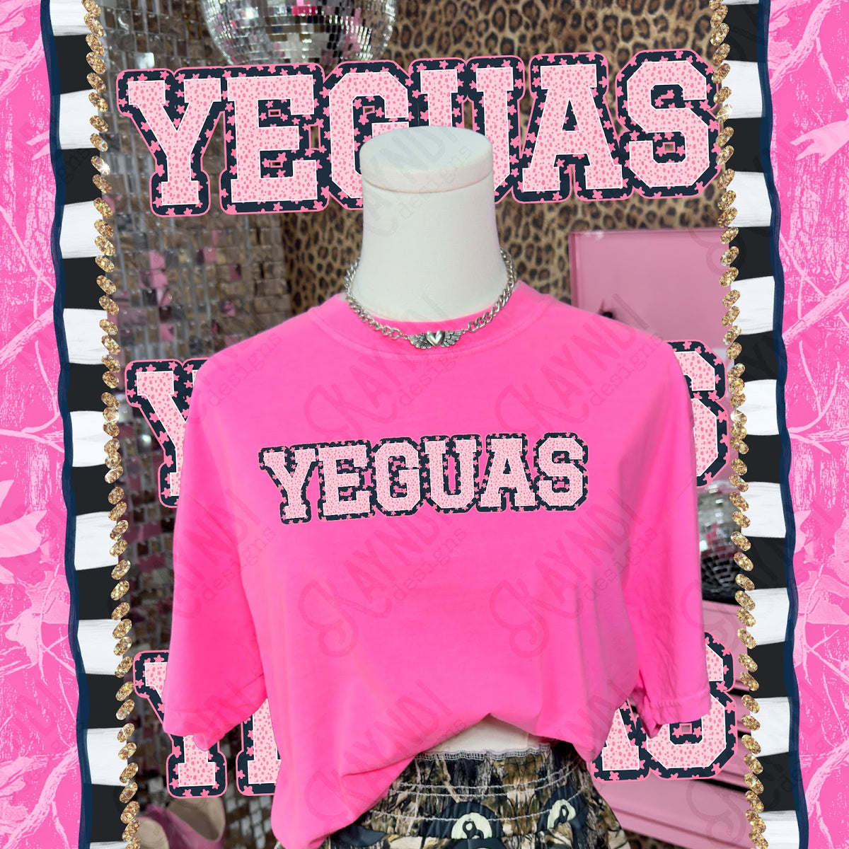 Varsity Stars Yeguas TropCowg CC Neon Pink Top