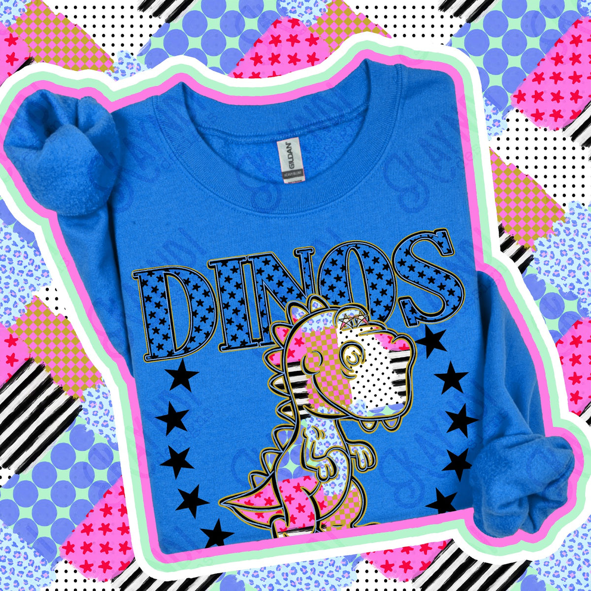 Patchwork Varisty Stars Dinos 3 Top