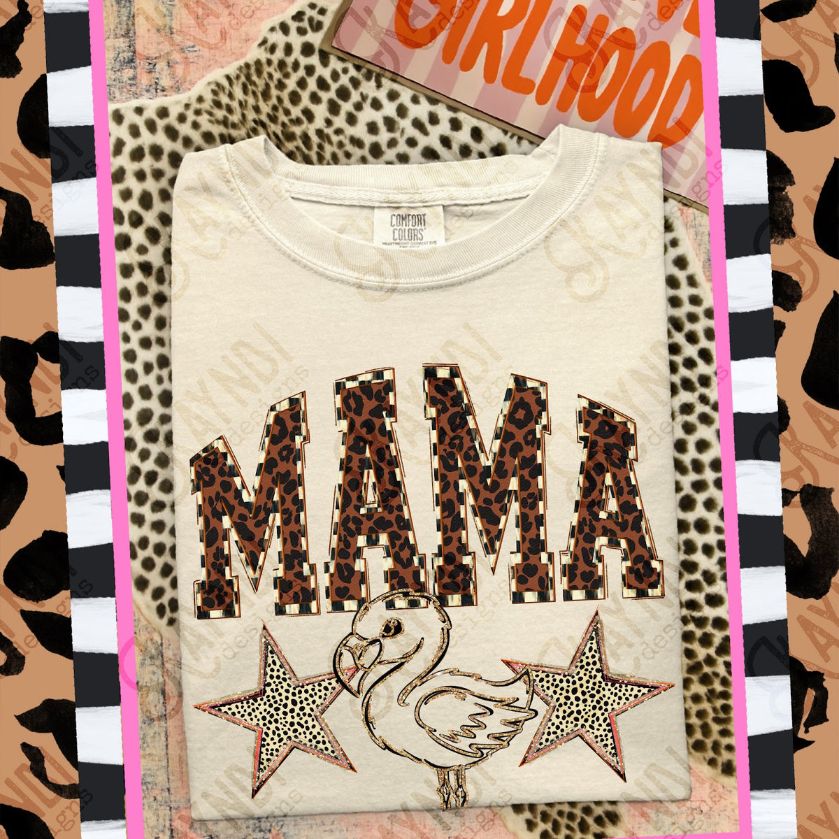 MAMA Flamingos 2 Top design mockup
