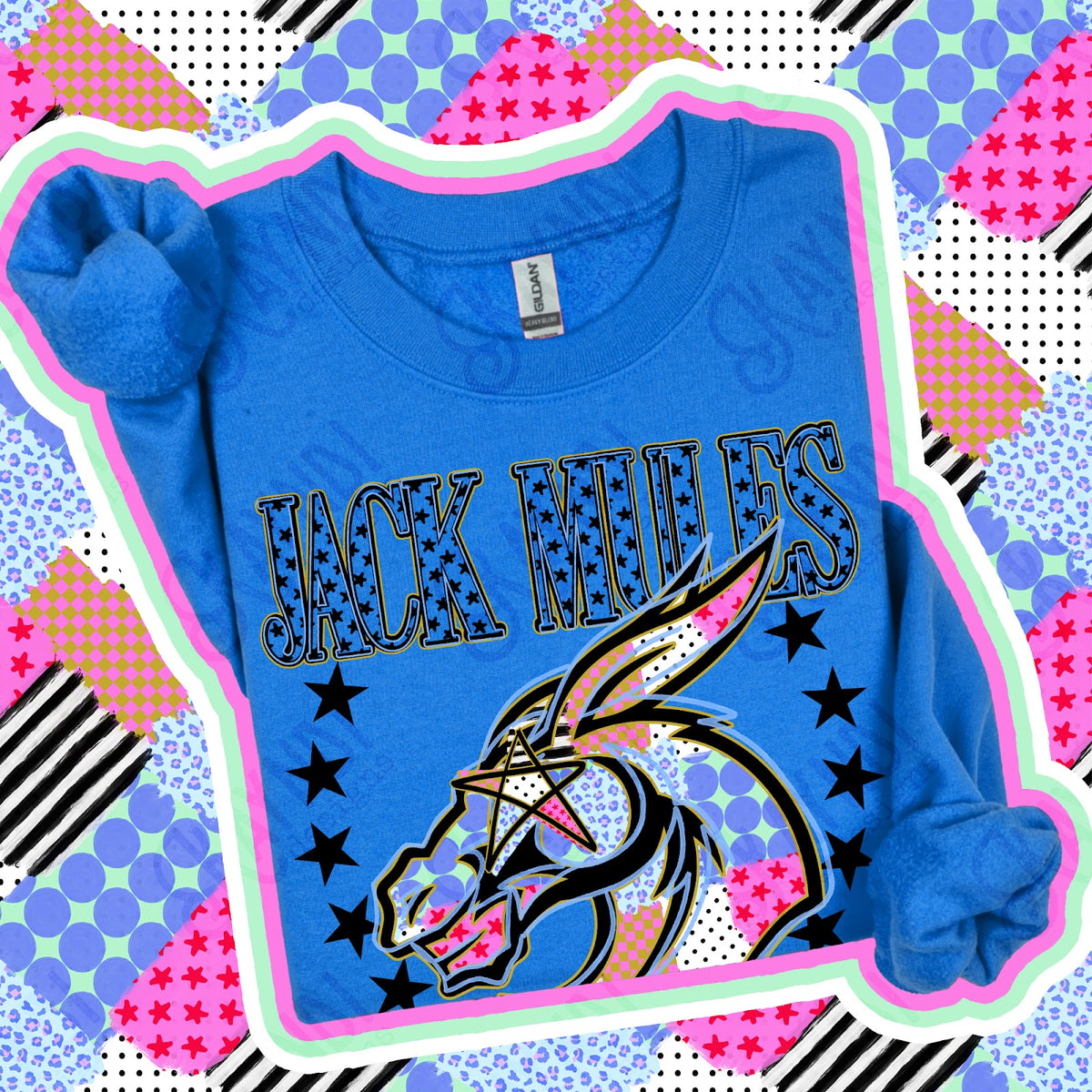 Patchwork Varisty Stars Jack Mules Top