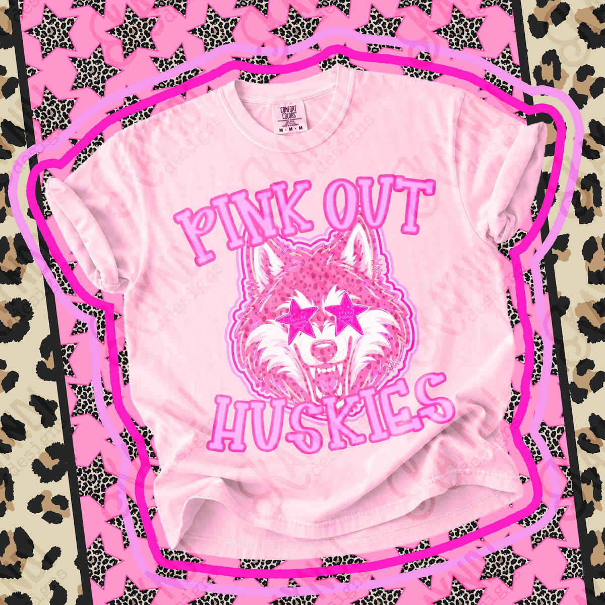 Pink Out Huskies 3 Top design mockup