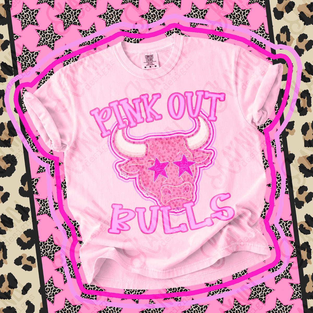 Pink Out Bulls 2 Top design mockup