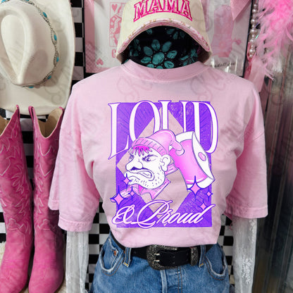 KayndiDesigns Loud and Proud Pink Lumberjack TropicalCowgirl Comfort Colors Blossom Top
