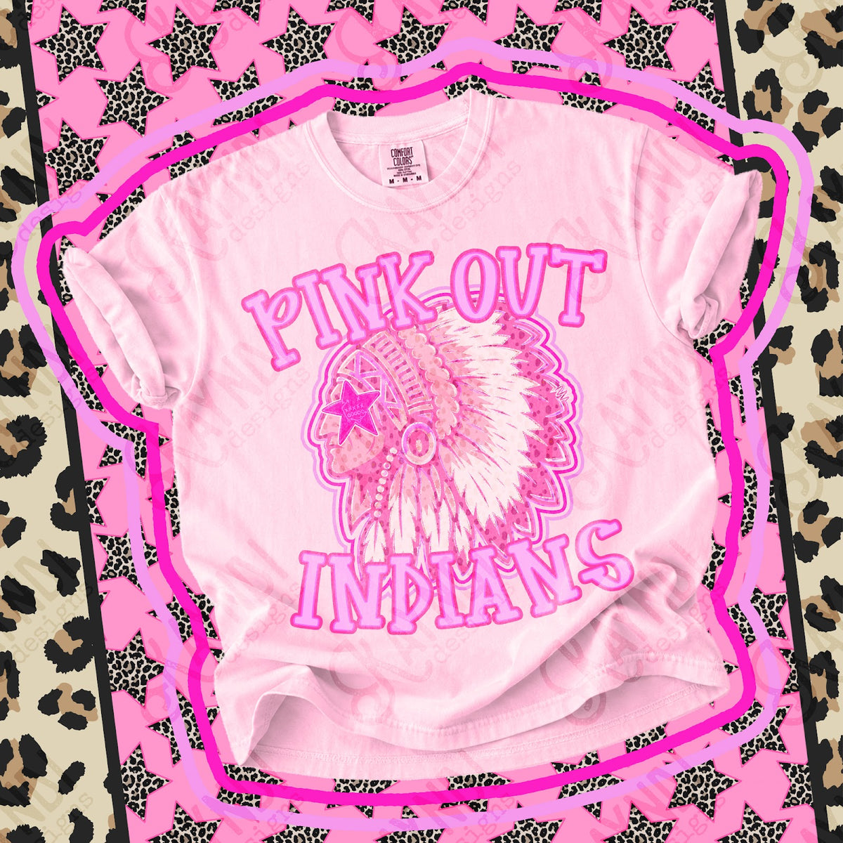 Pink Out Indians 2 Top design mockup