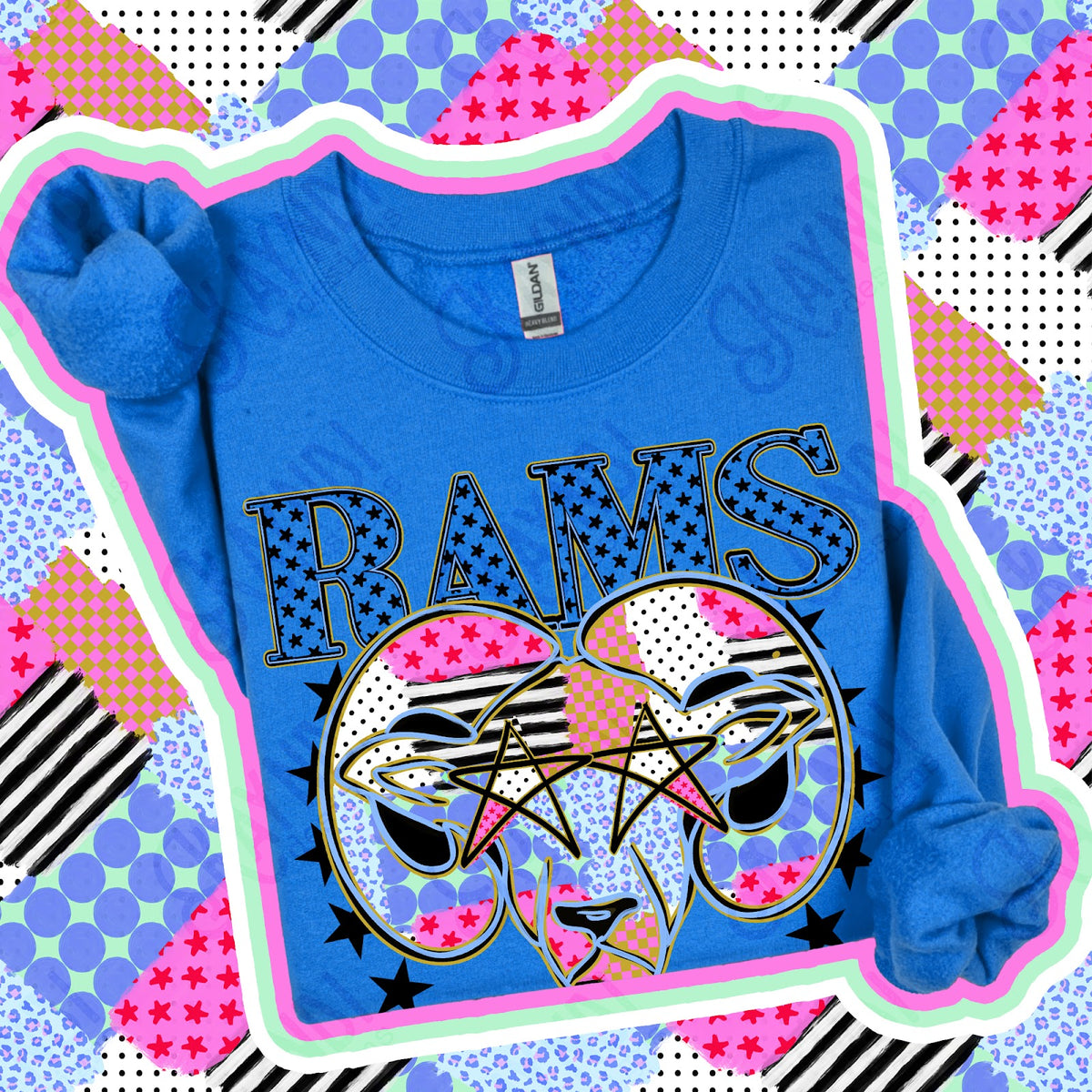 Patchwork Varisty Stars Rams 4 Top