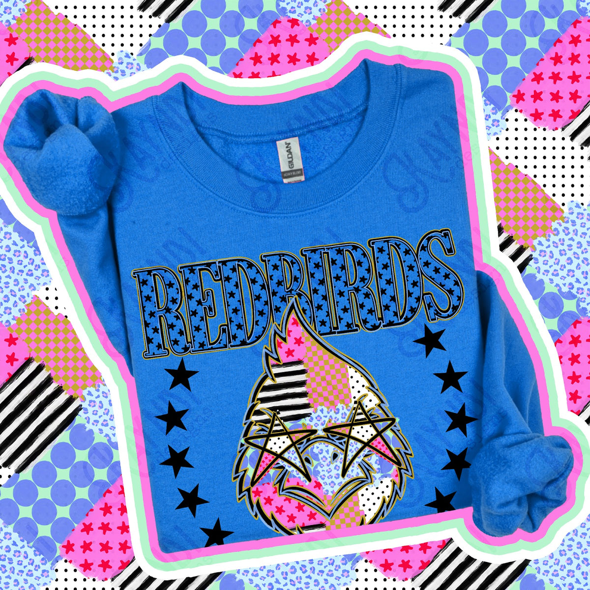 Patchwork Varisty Stars Redbirds Top