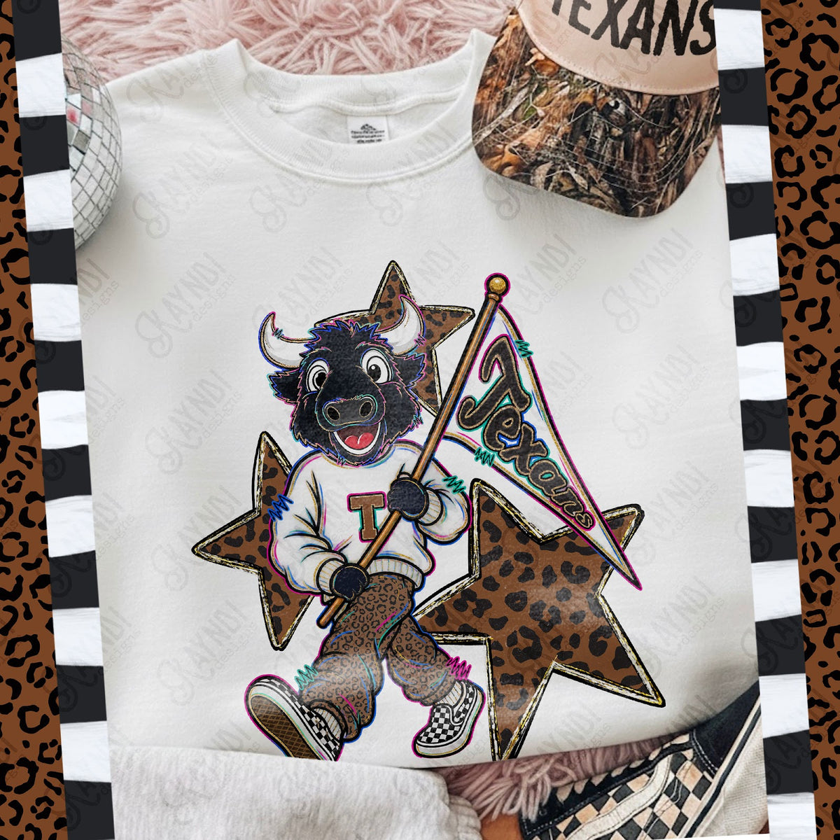 Leopard Sweats Texans Top