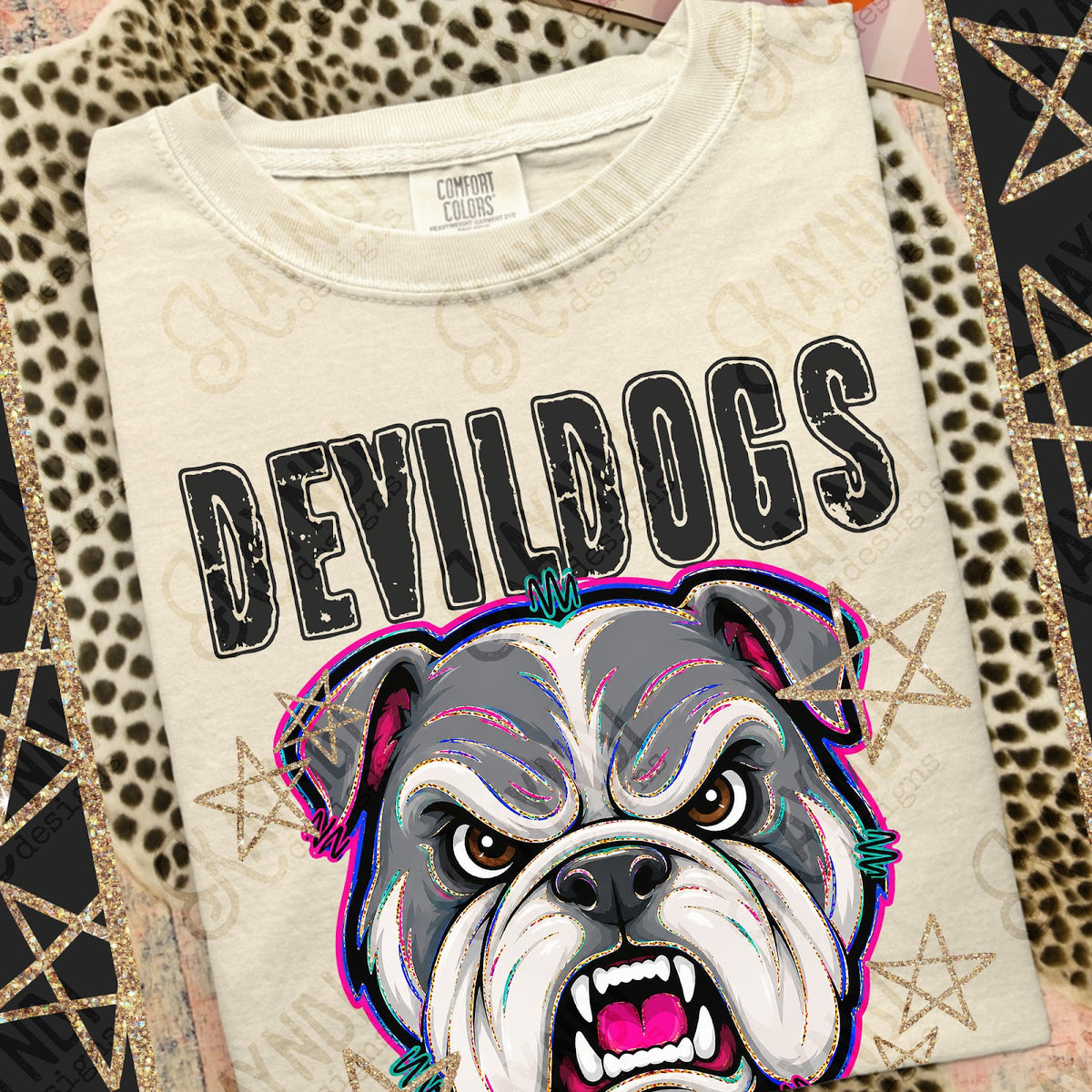 Grunge Varsity Devil Dogs 4 Top