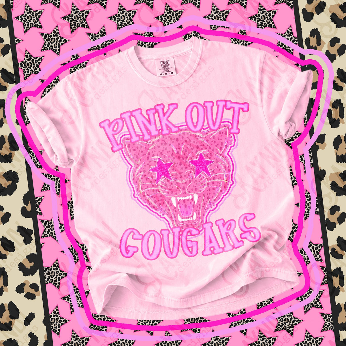 Pink Out Cougars 3 Top design mockup