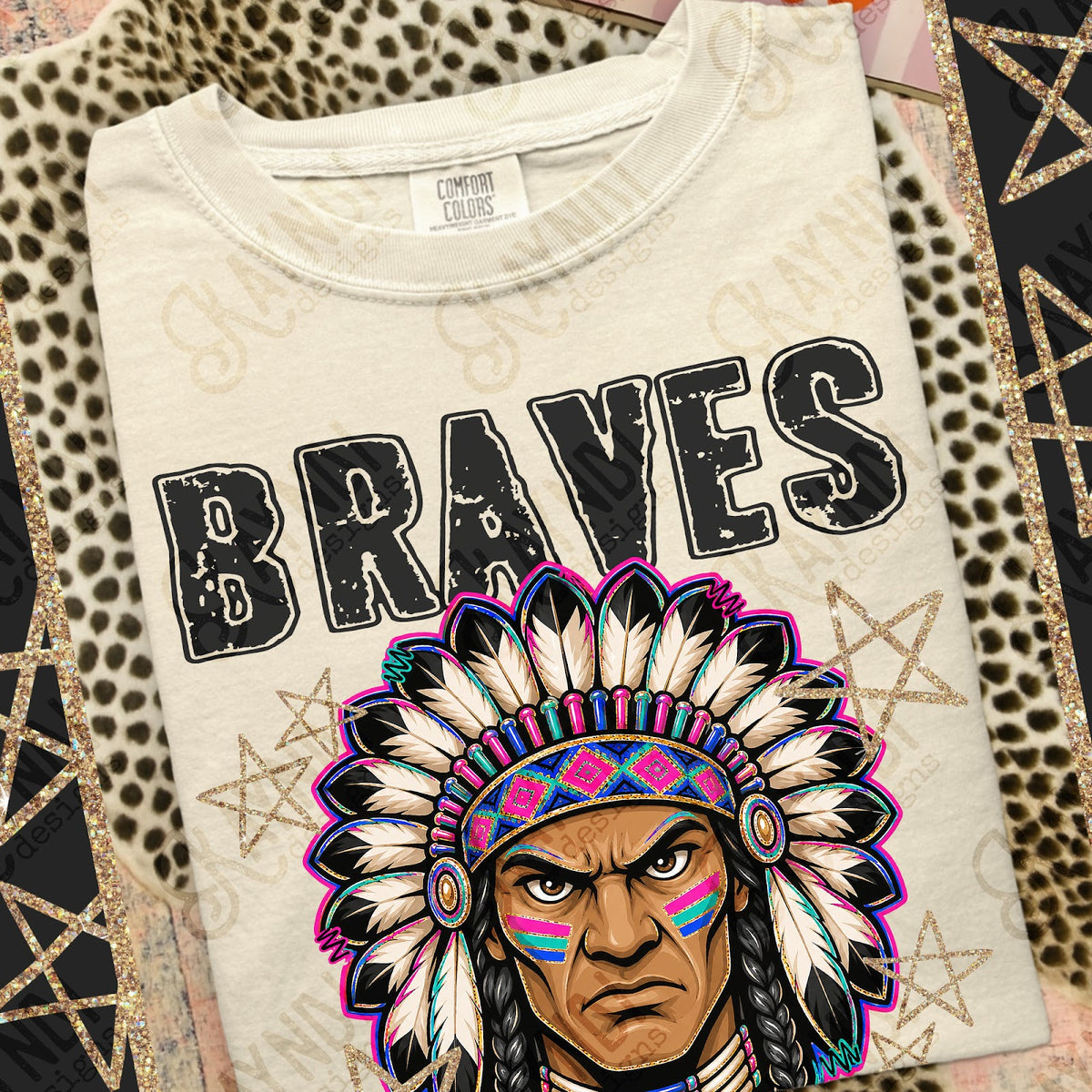 Grunge Varsity Braves 2 Top