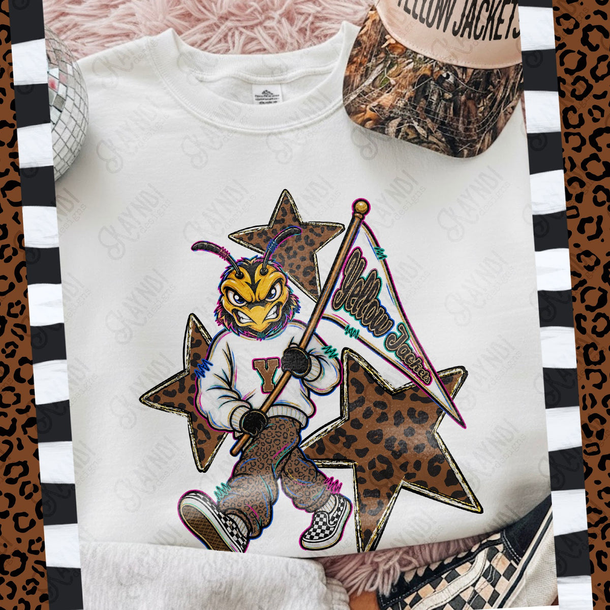 Leopard Sweats Yellow Jackets Top