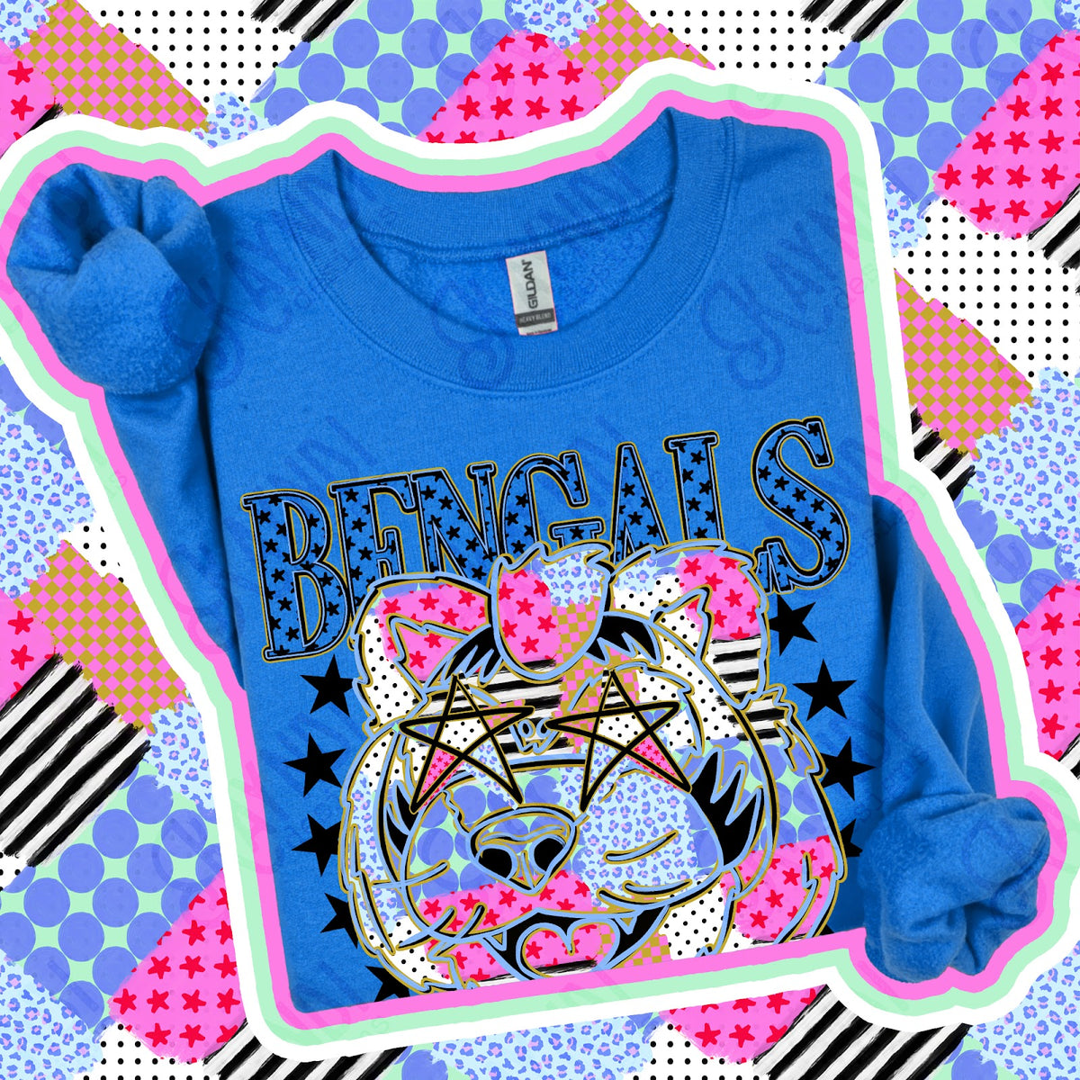 Patchwork Varisty Stars Bengals Top