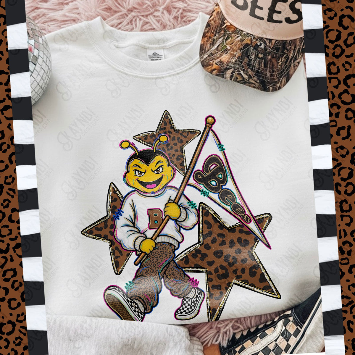 Leopard Sweats Bees Top