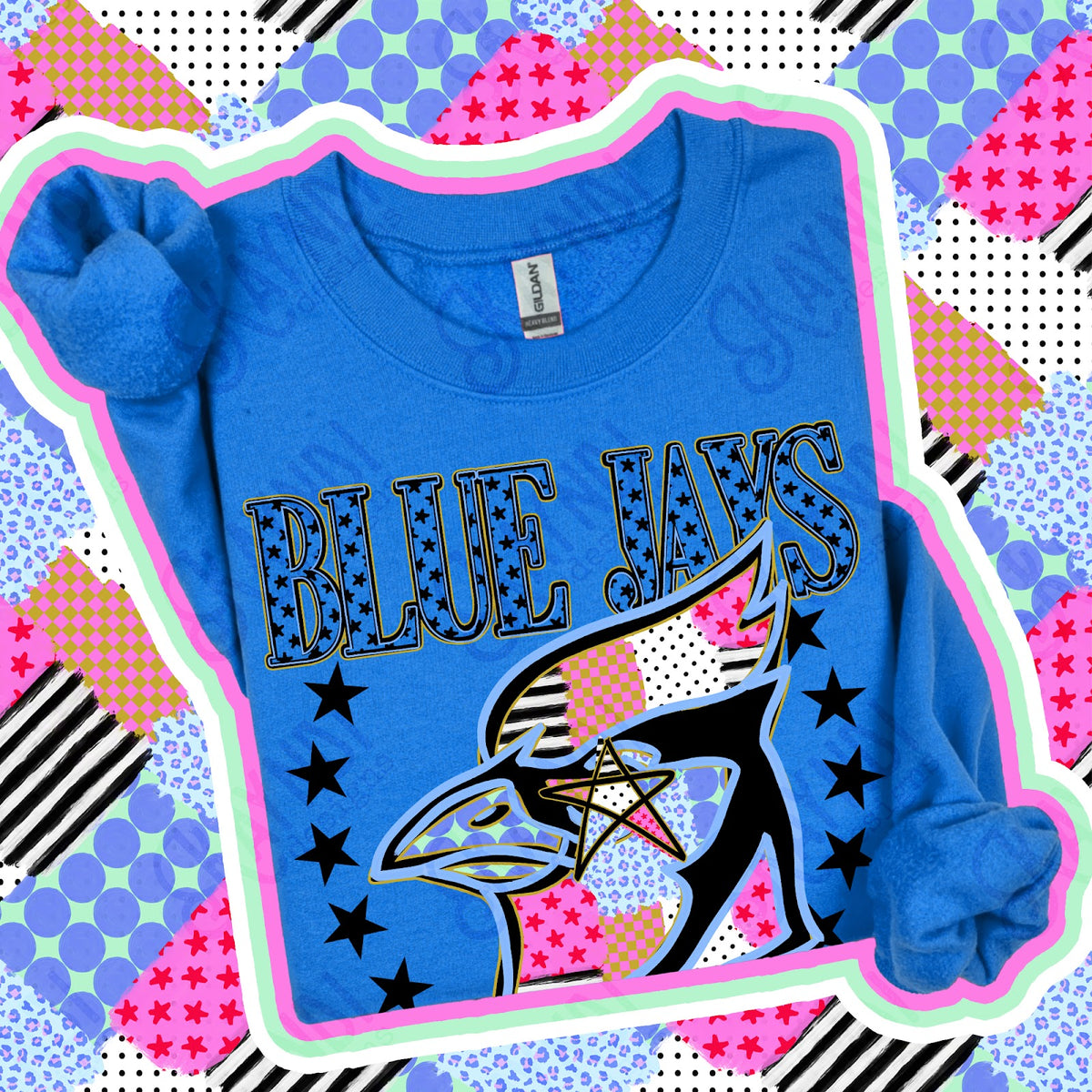 Patchwork Varisty Stars Blue Jays Top