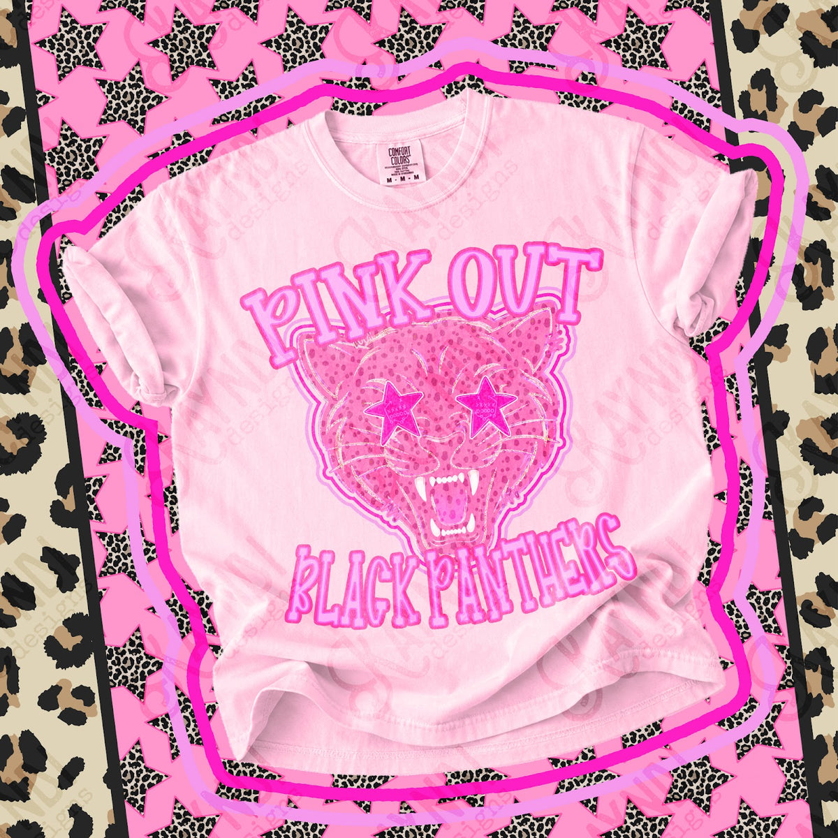 Pink Out Black Panthers Top design mockup