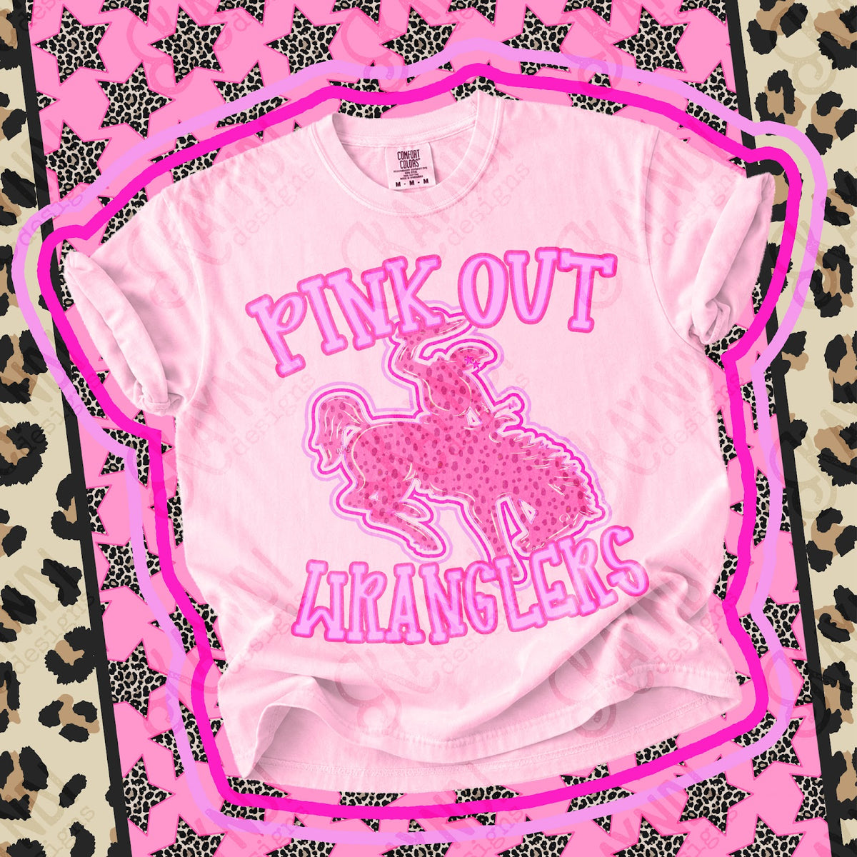 Pink Out Wranglers 3 Top design mockup
