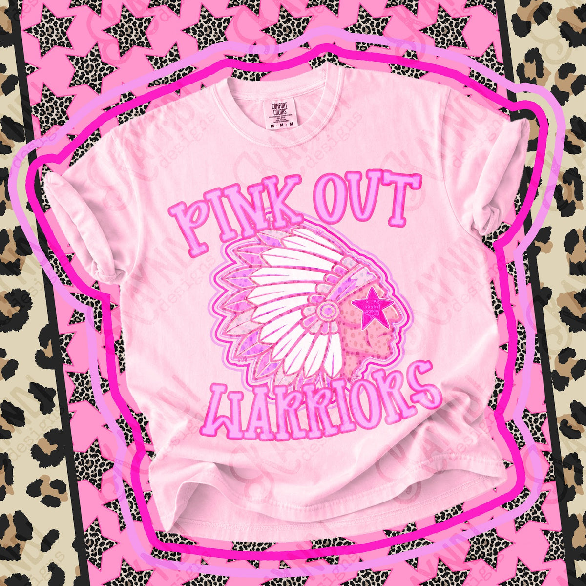 Pink Out Warriors 3 Top design mockup