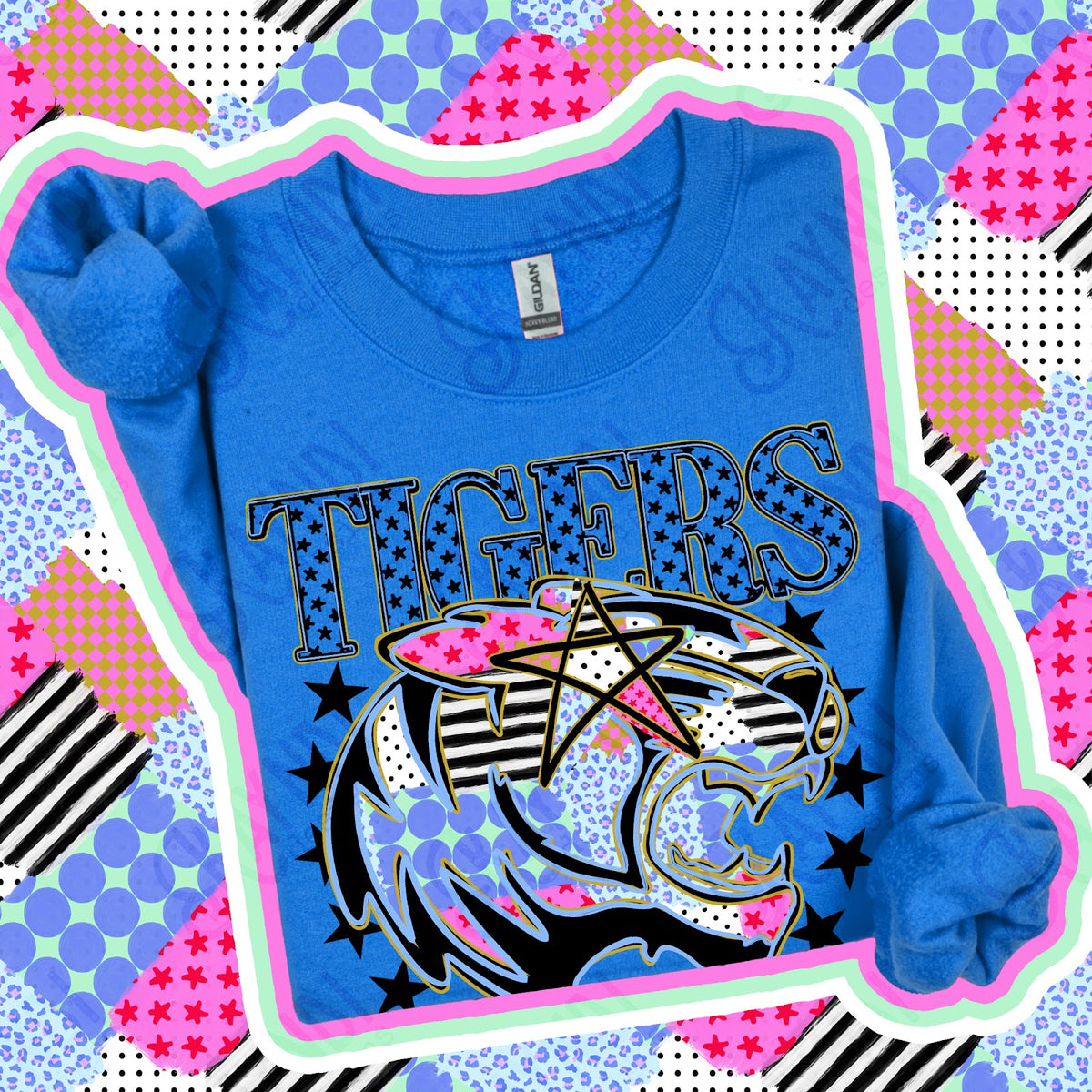 Patchwork Varisty Stars Tigers 4 Top