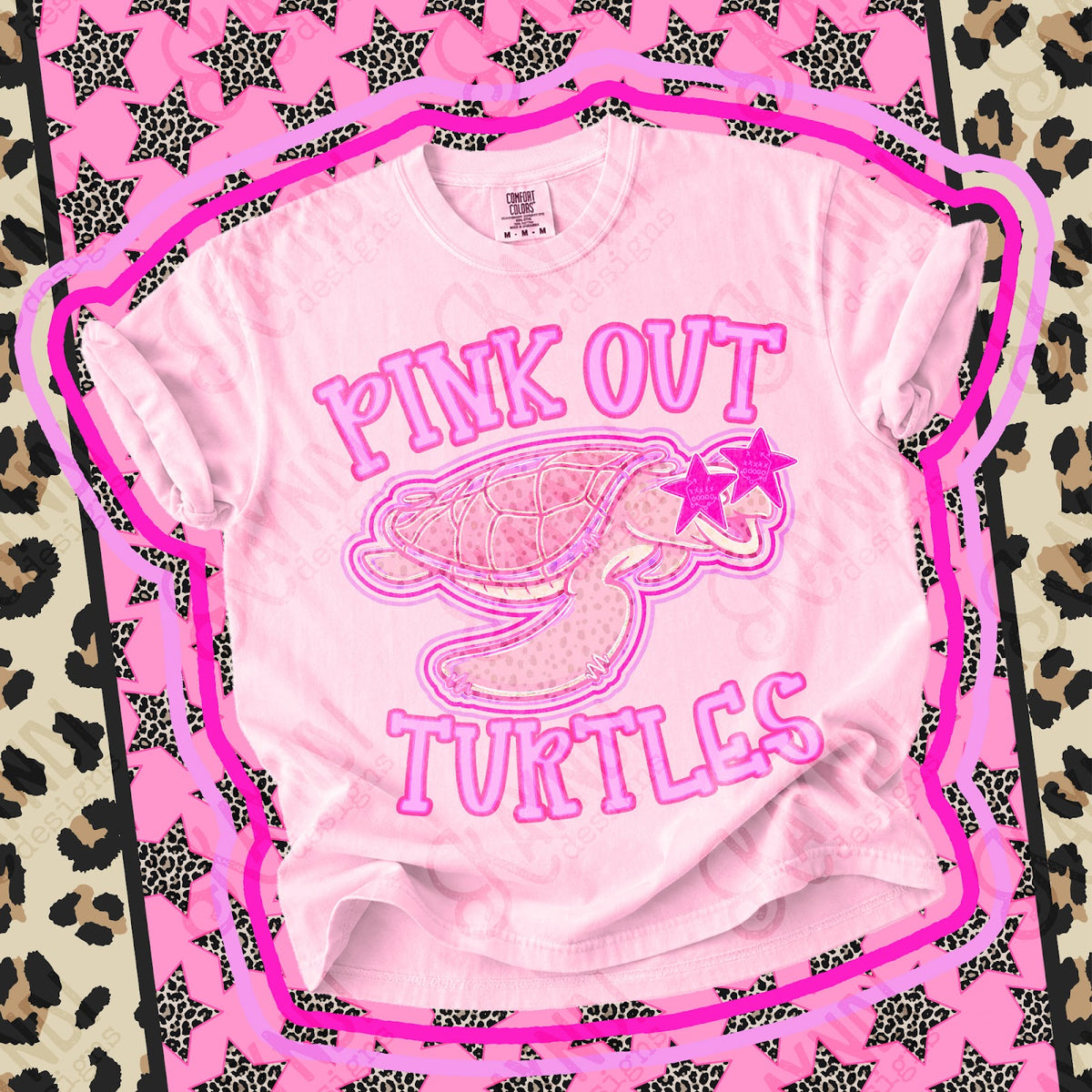 Pink Out Turtles Top design mockup