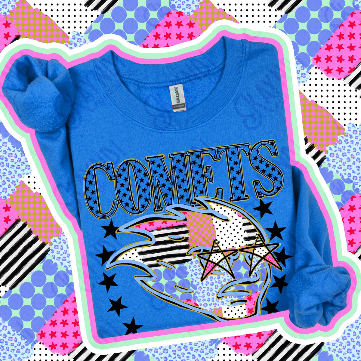 Patchwork Varisty Stars Comets Top