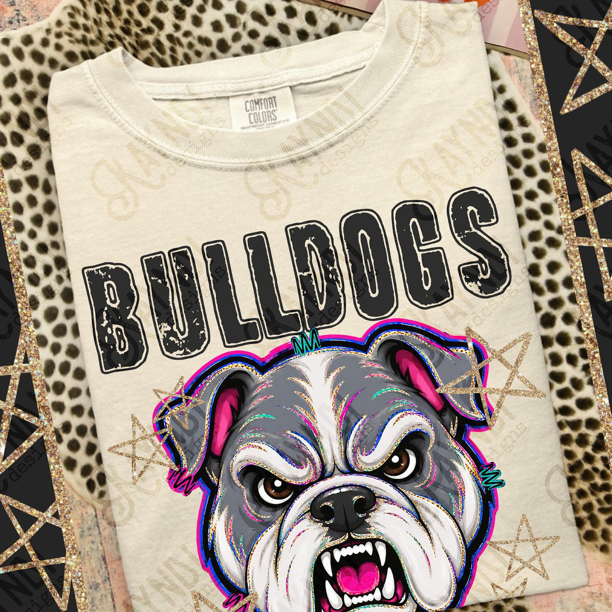 Grunge Varsity Bulldogs 5 Top