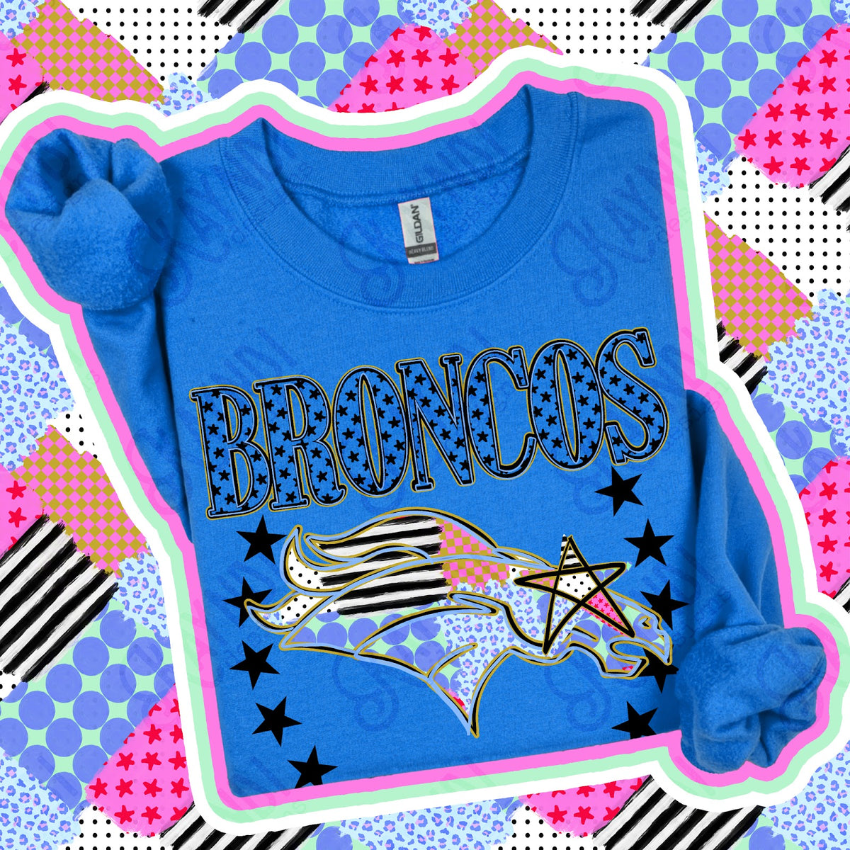 Patchwork Varisty Stars Broncos 2 Top