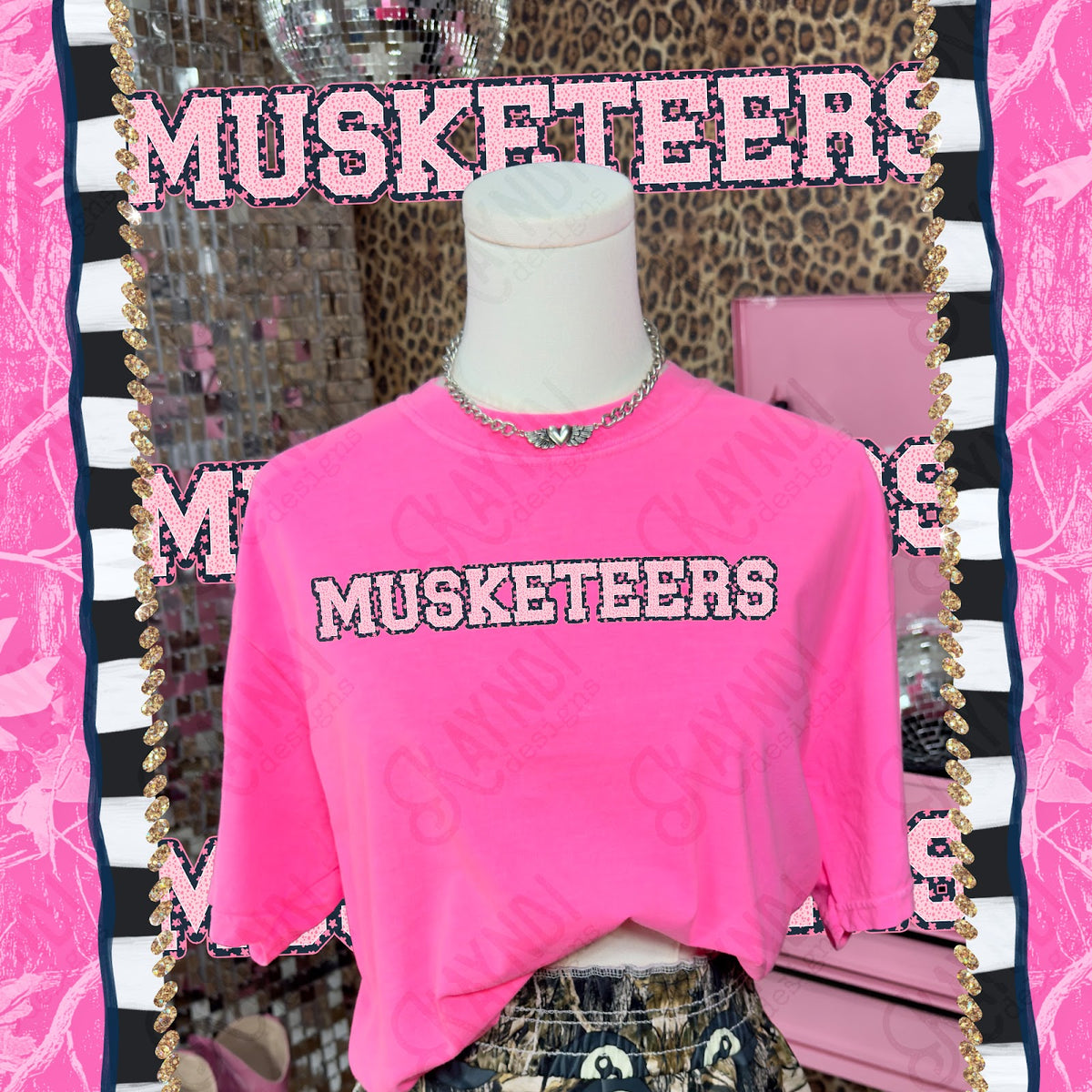 Varsity Stars Musketeers TropCowg CC Neon Pink Top