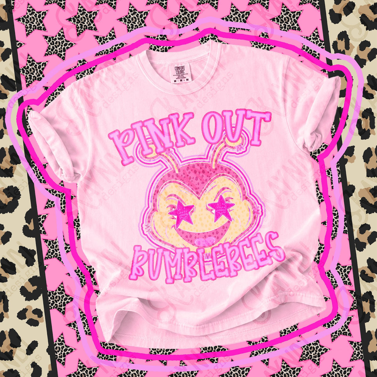 Pink Out BumbleBees 2 Top design mockup
